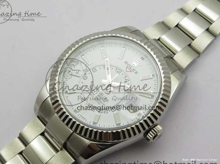 Good Copy Rolex Watches Noob Asian Sky-Dweller Best White SS 1:1 Bracelet 326934 23J Edition to TechFriendly 2880 SS Dial on 0111